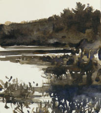 "Study for 'Lake Shore in August,' " w/c on Strathmore paper, 7" X 5," 2010