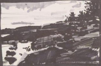 "Study for 'Marshall Point,;" marker on Strathmore sketch paper, 5" X 8", 2012